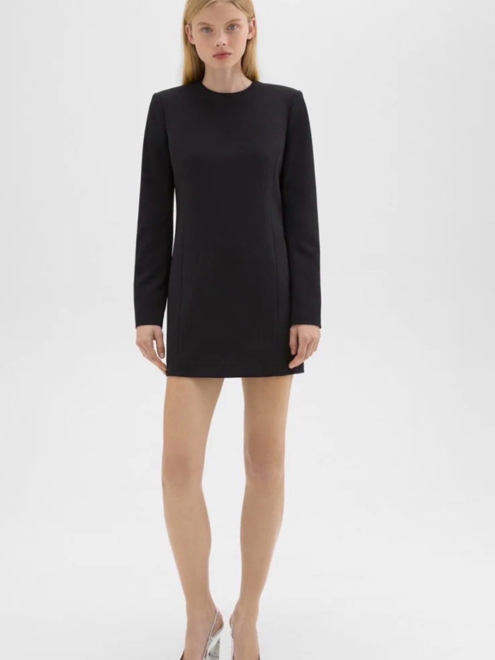 Theory Black Long-Sleeve Mini Dress